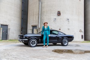 stoer dames maatpak groen