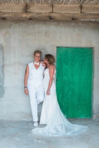 Dames trouwpak wit op maat gemaakt