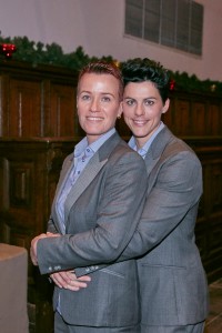 Broekpak bruid Marja en Annet Lust