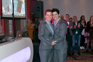 Trouwpak vrouw gemaakt voor Annet Lust