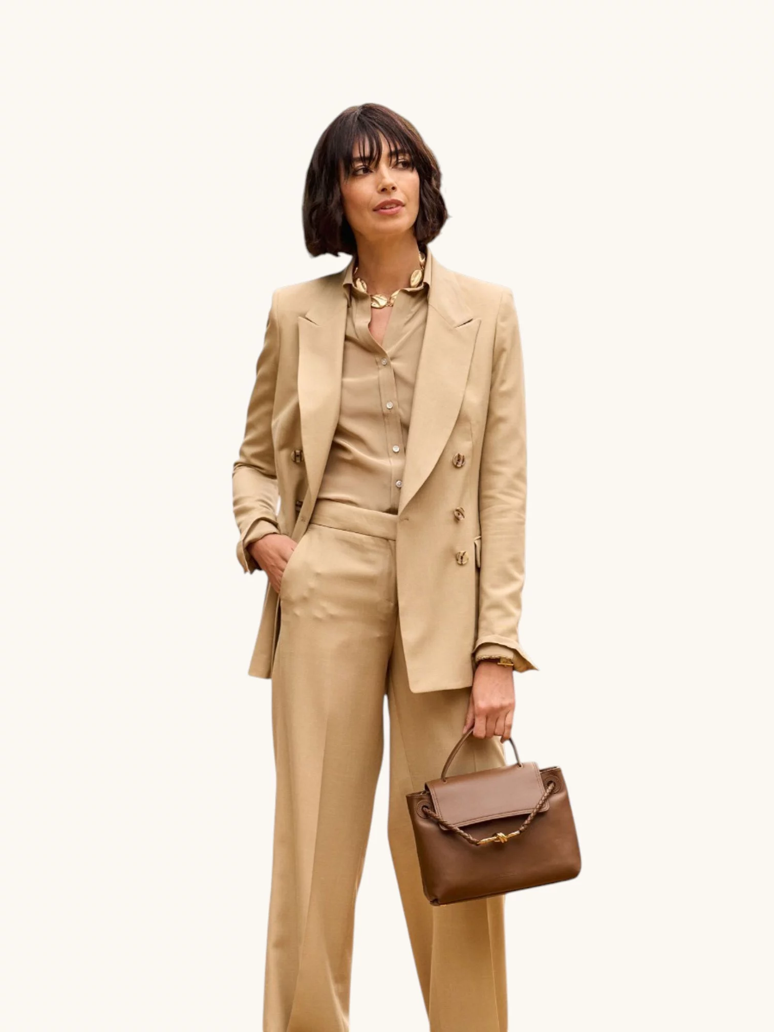 Dames maatpak met blazer met overslag