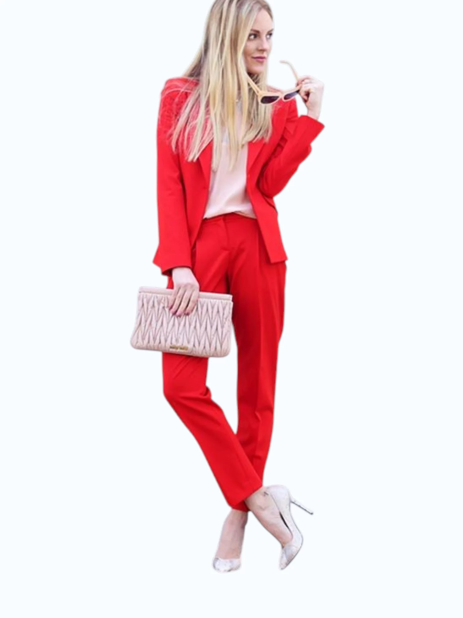 Trouwpak vrouw rood op maat gemaakt