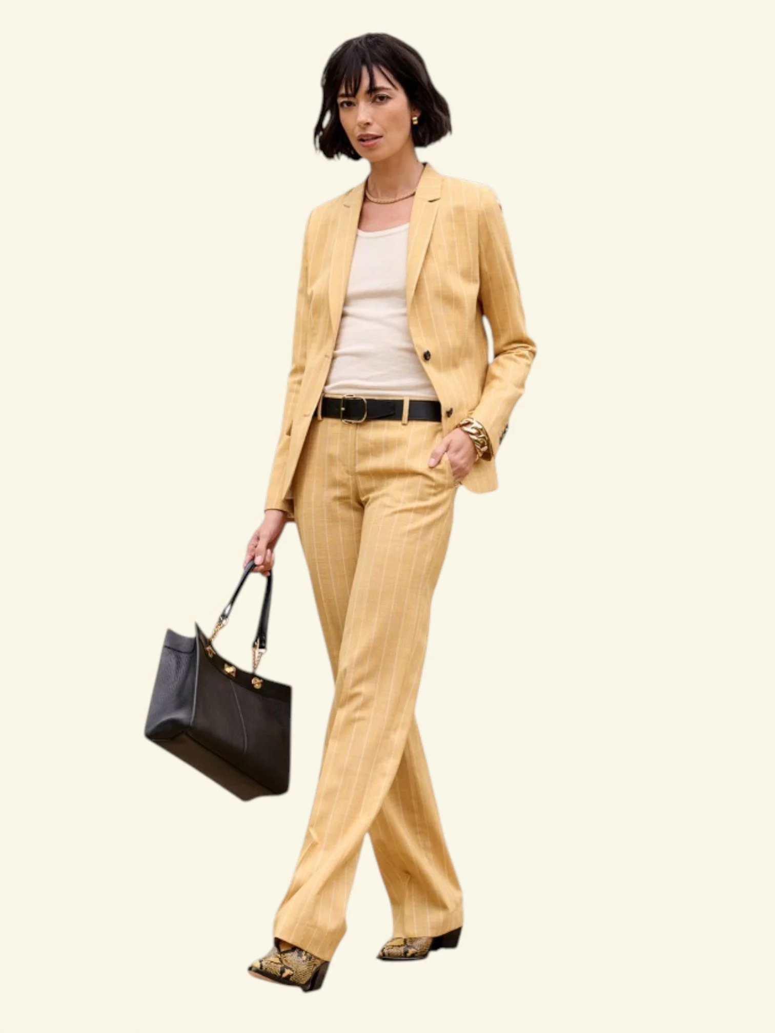 trouwpak bruid dames in licht geel pastel kleur