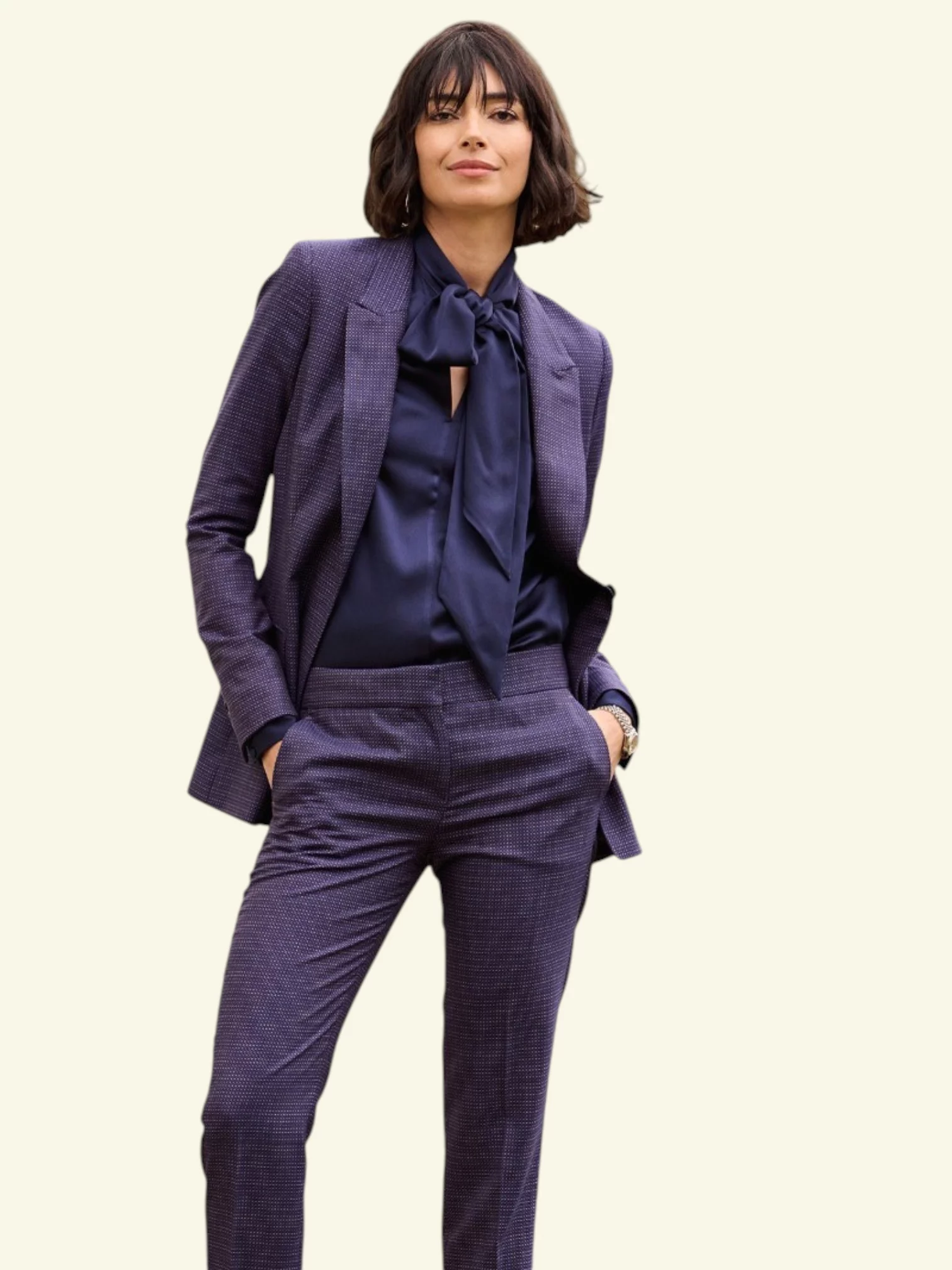 Trouwpak vrouw paars op maat gemaakt