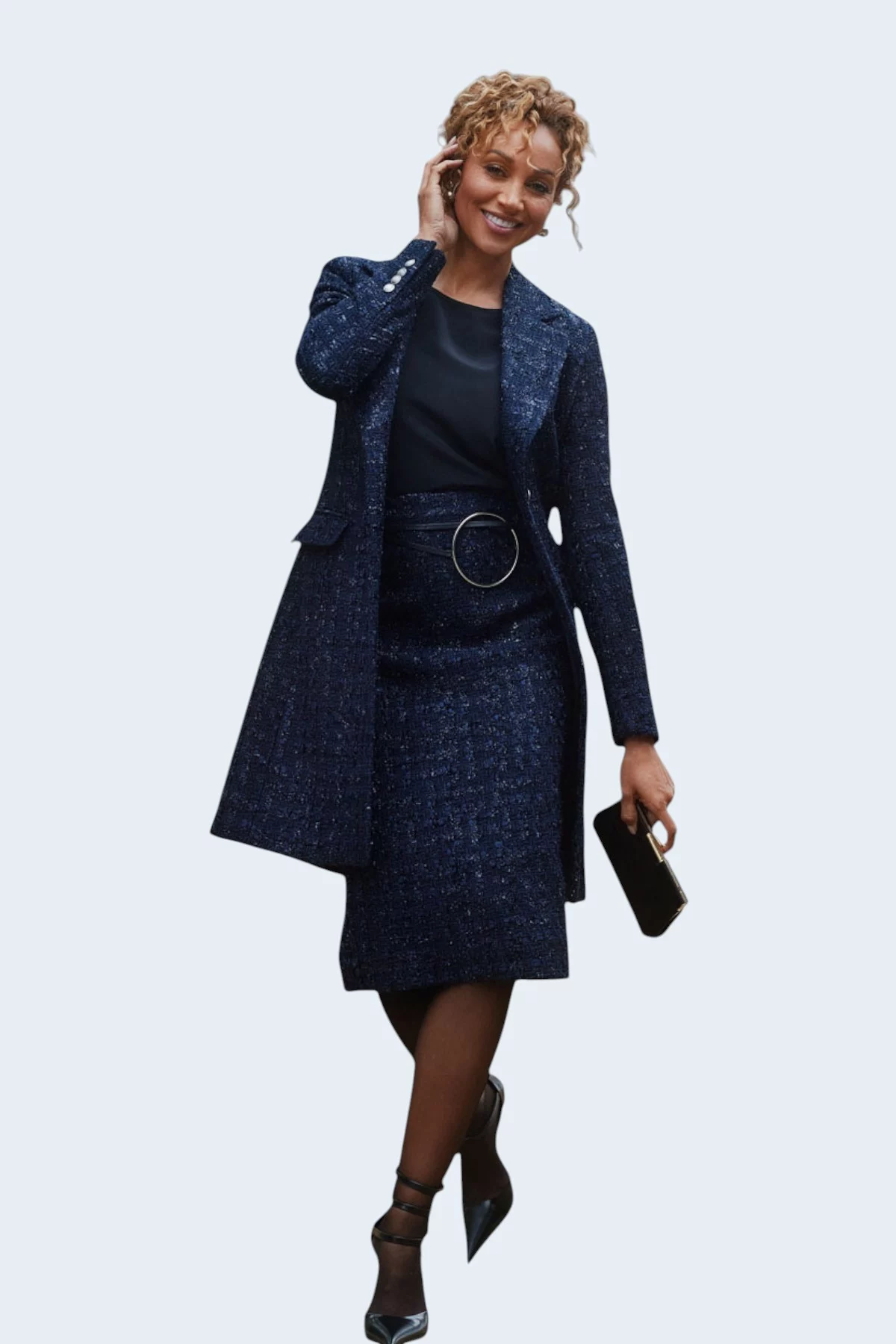 Mantelpak met rok en lange blazer