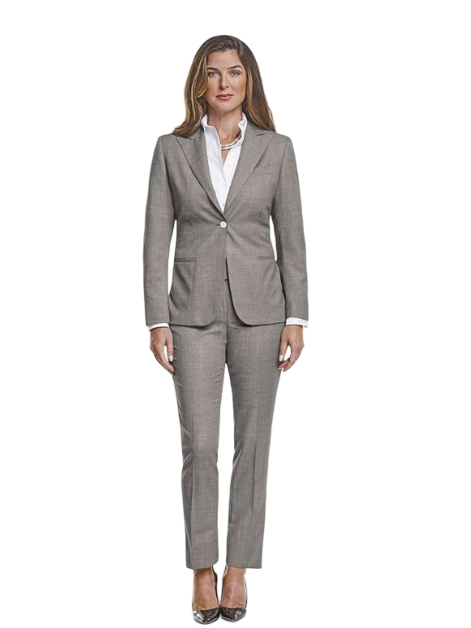 Dames trouwpak wit met dubbele sluiting 