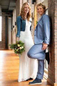 Broekpak vrouw voor bruid Marise gemaakt