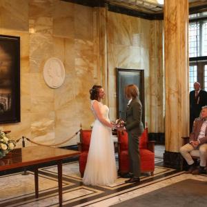 Bruids broekpak groen gemaakt voor Xanthe