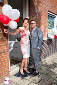 Dames trouwkostuum lesbisch huwelijk op maat gemaakt