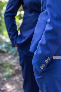 Dames trouwpak blauw stoer op maat gemaakt