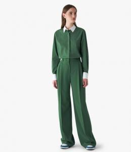 Groen bruidspak vrouwelijk trouwpak met blouse op maat gemaakt