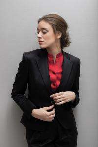 Bruidsblouse rood feestelijk op maat gemaakt