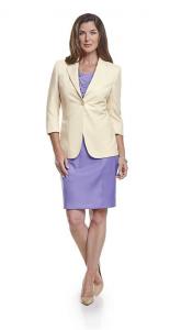 Trouwoutfit vrouw rok en colbert