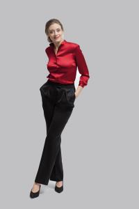 Dames blouse rood feestelijk op maat 