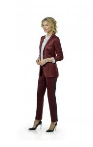 Vrouwen smoking bordeaux rood broekpak bruid glanzend