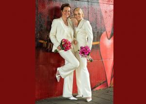 wit dames trouwpak met gilet